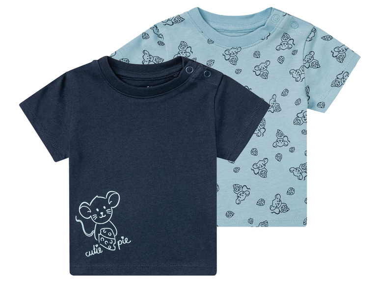 Gehe zu Vollbildansicht: LUPILU® Baby Jungen T-Shirt, 2 Stück, mit praktischer Schulterknöpfung - Bild 14