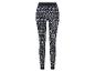 Dunkelblaue Leggings mit einem Weihnachtsmuster aus Rentieren, Bäumen und Schneeflocken.