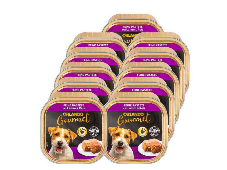 Gehe zu Vollbildansicht: ORLANDO Gourmet Hundenassnahrung Feine Pastete mit Lamm & Reis, 11 x 150 g - Bild 1