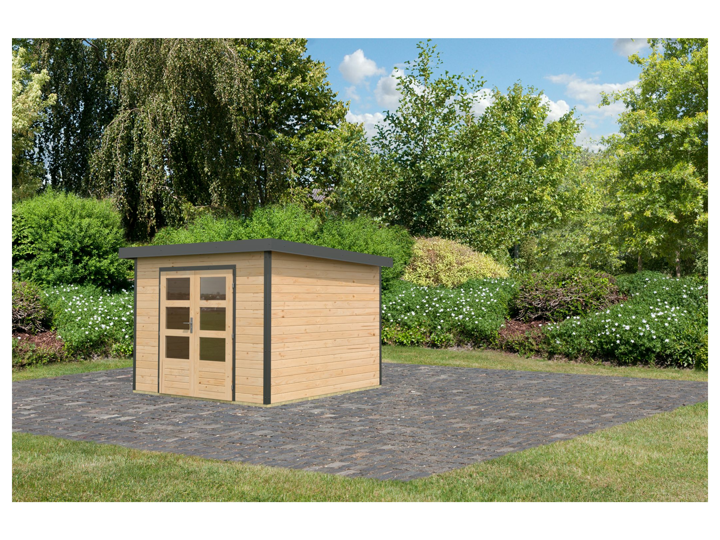 Thumbnail - Karibu Gartenhaus Premium Hybrido (ohne Abbaudach, Natur/Anthrazit)""