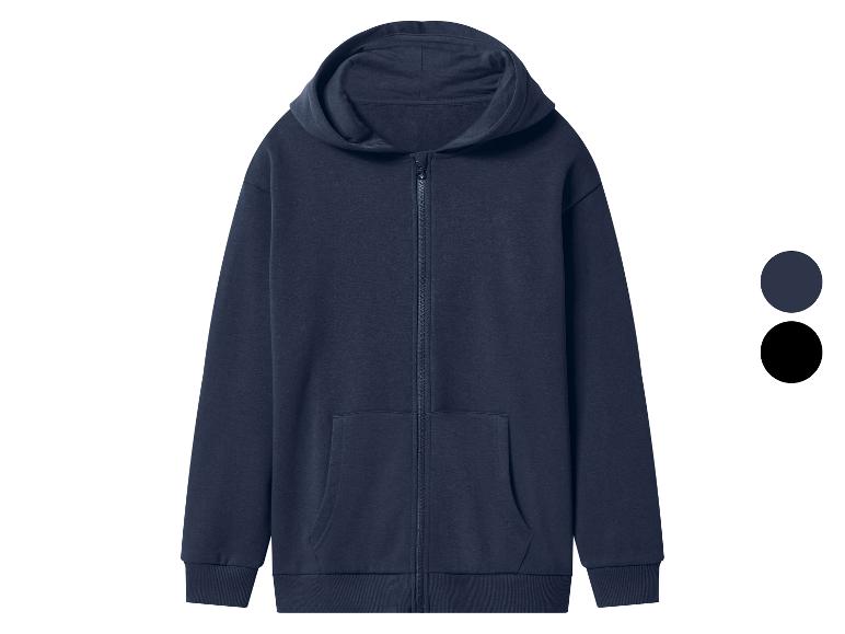 Marineblauer Kapuzenpullover mit Reißverschluss und Vordertaschen