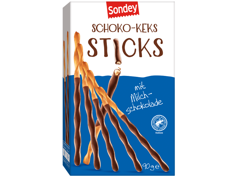 Keks-Sticks mit Milchschokolade, 90g.