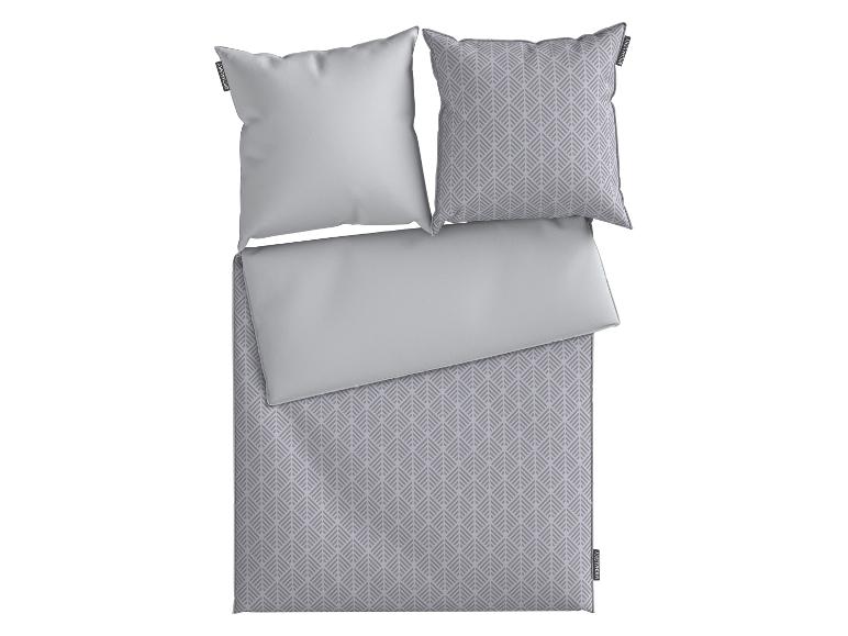MICHALSKY Bettwäsche-Set in Grau mit geometrischem Muster und zwei Kissenbezügen.