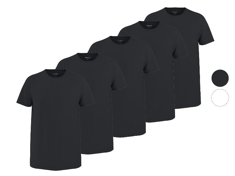 Fünferpack schwarze Herren-T-Shirts, Größe M, mit Farbmustern.