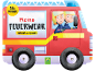 Kinderbuch Feuerwehrauto mit Feuerwehrleuten, Text „Meine FEUERWEHR“ und „18+ MONATE“.