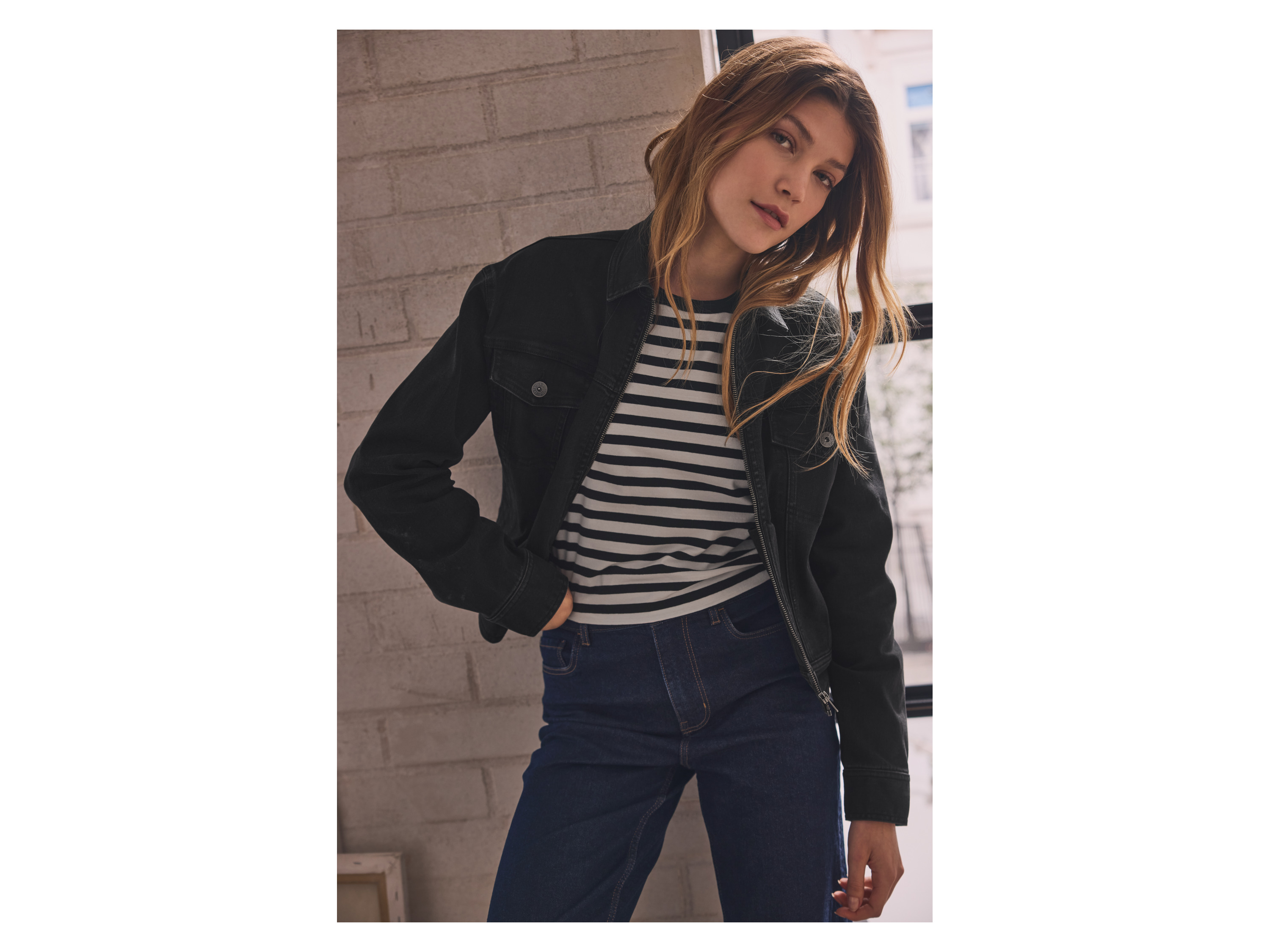 Thumbnail - esmara® Damen Jeans, mit weitem Bein (Dunkelblau, 42)