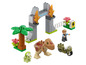 LEGO Jurassic World Spielset mit T-Rex, Triceratops und einem Motorrad