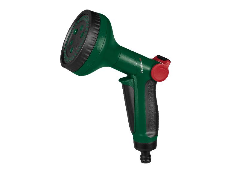 Grüne Parkside Gießbrause mit verschiedenen Düsen.