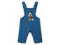 Blauer Baby-Latzhose mit Mickey Mouse Motiv.