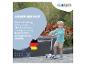 Junge auf Roller mit Germanlandkarte und Text über Service und Ersatzteile.