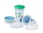 Babybecher- und Schüsselset mit Tiermotiven und Deckeln.