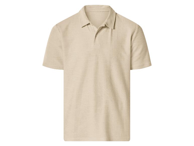 Beiges Kurzarm-Poloshirt für Herren.