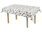 Tischdecke mit roten Beeren und Blättern.