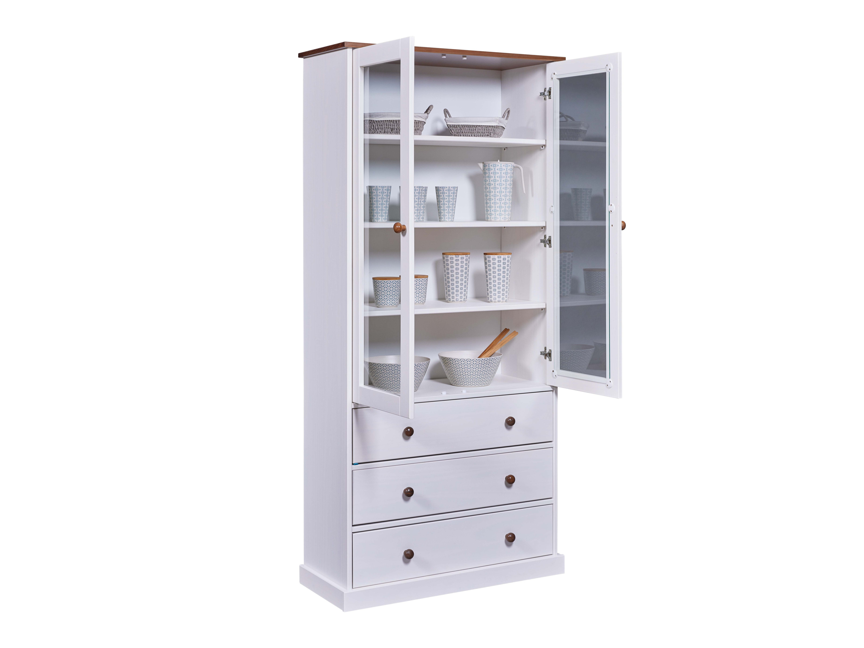 Thumbnail - Inter Link Vitrinenschrank »Westerland«, im Landhausstil (weiss, sepia/braun)