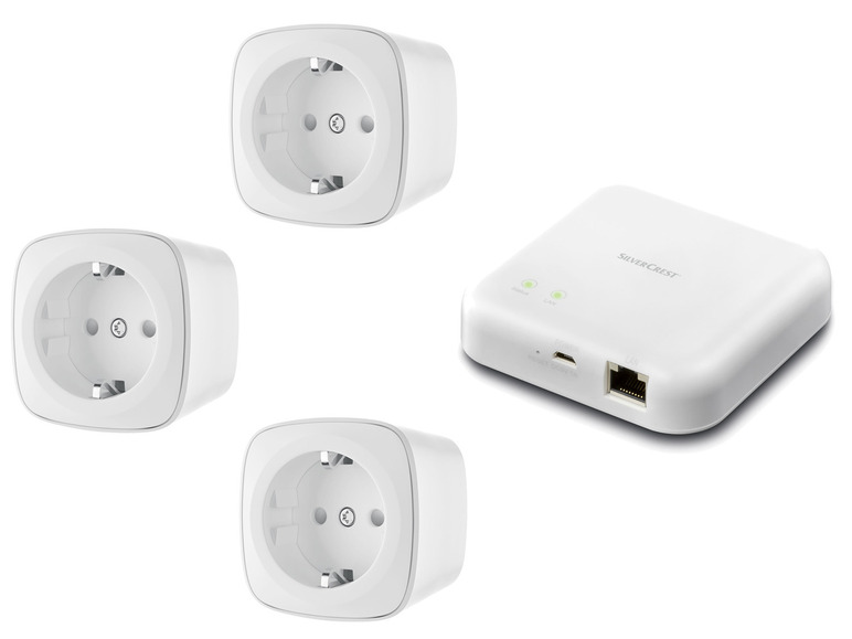 Gehe zu Vollbildansicht: SILVERCREST Zigbee Smart Home Starter Set, Gateway Apple HomeKit + 3 Zwischenstecker - Bild 1