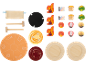 Kinder-Fondue-Set aus Holz mit Spielzubehör.