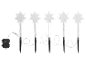 5er-Set sternförmige LED-Gartenstecker mit Timerfunktion für den Außenbereich.