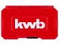 Rote Werkzeugkiste mit weißem Logo.
