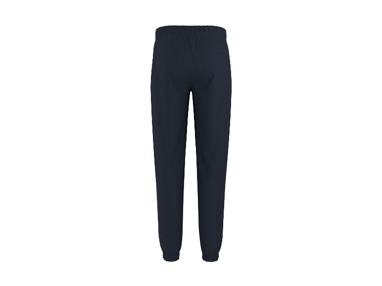 Dunkelblaue Jogginghose mit Gesäßtasche und elastischen Bündchen.