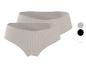 Zweierpack gerippte Baumwollslips für Damen in Beige.