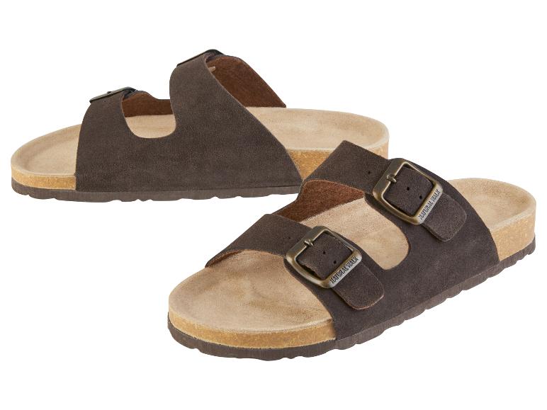 Braune Natural Walk Sandalen aus Wildleder, Korksohle.