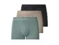 Set aus drei Herren-Boxershorts: schwarz, beige und türkis.