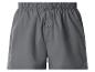 Graue Boxershorts mit elastischem Bund und Knopfleiste.