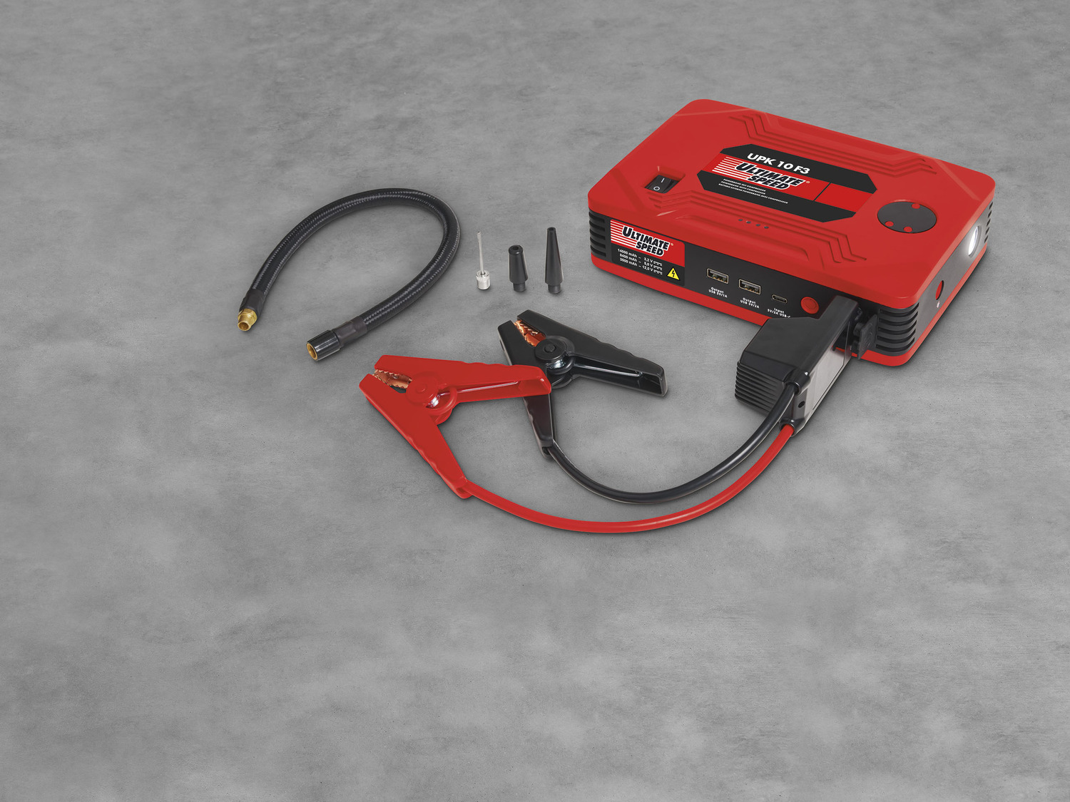 Jump Starter mit Kompressor - Powerbank 10000mAh Rebel and Charger LED / USB