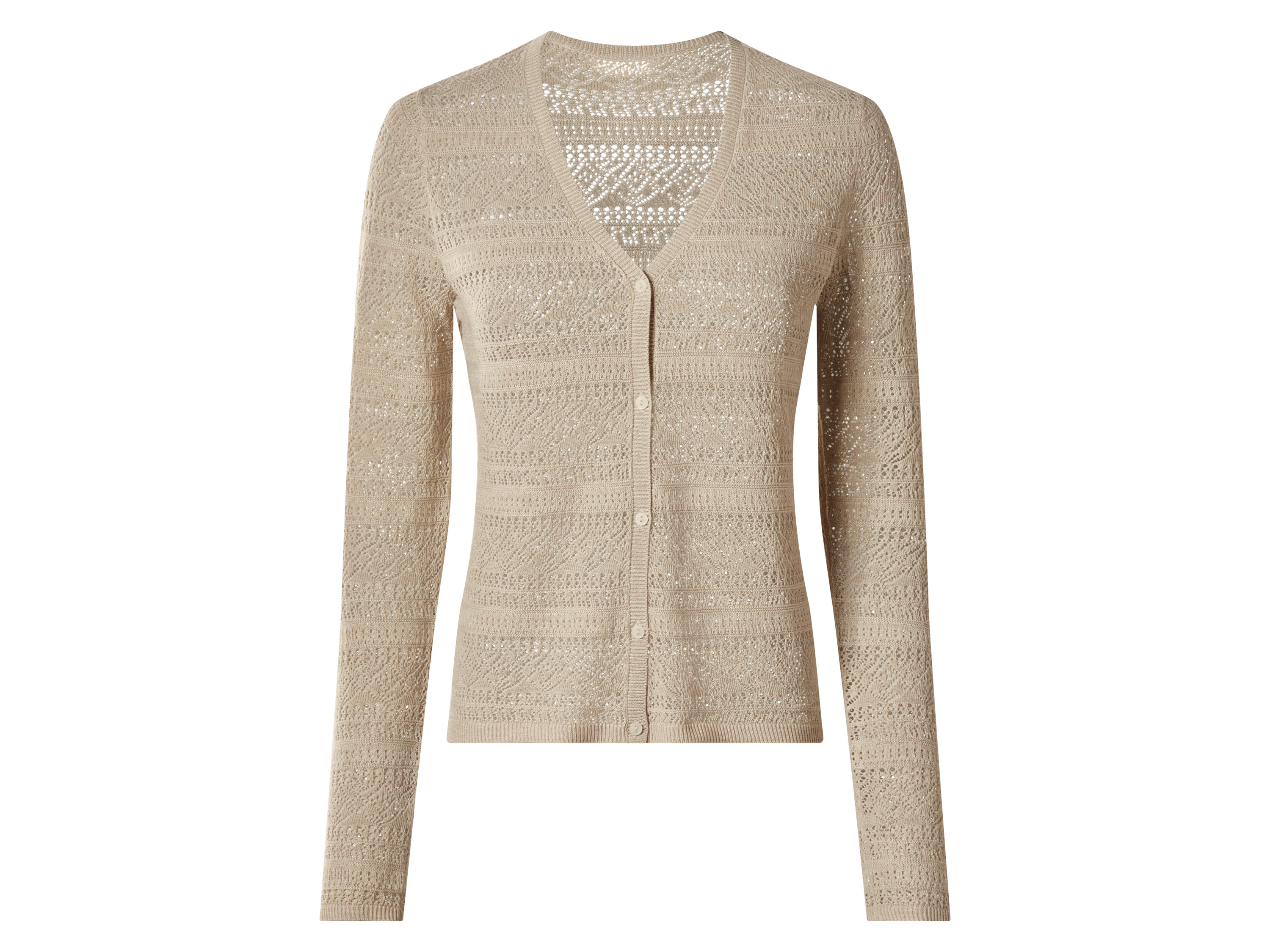 ESMARA® Damen Cardigan mit Leinen (Beige, XS(32/34))