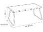 Eine Skizze eines rechteckigen Tisches mit Metallbeinen.