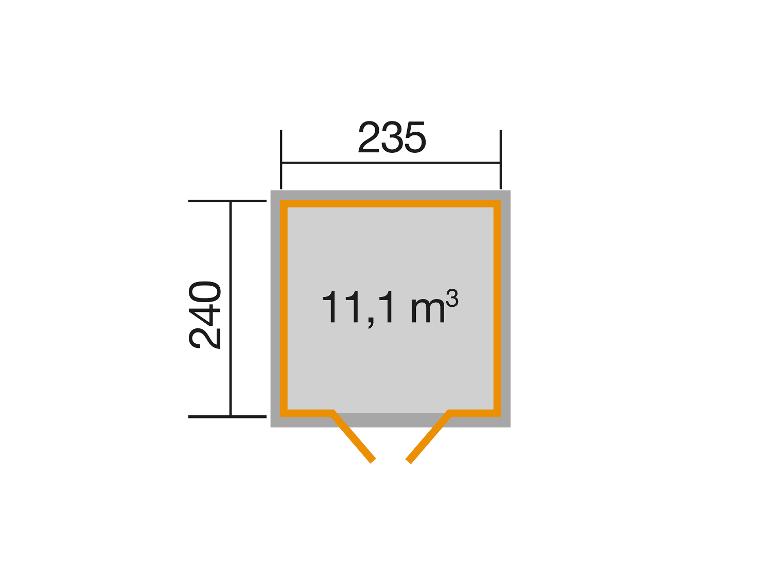 Grundriss mit Abmessungen 235x240 cm und einem Volumen von 11,1 m³.