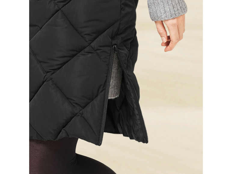 Schwarzer gesteppter Rock mit Reißverschluss