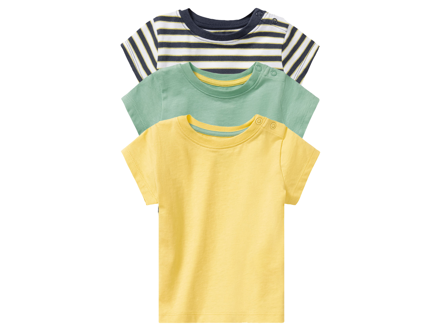 lupilu® Baby T-Shirt 3er (62/68, marine gestreift/grün/gelb) | 04055334607353
