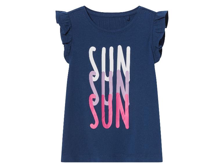 Ein dunkelblaues T-Shirt mit 'Sun' -Aufdruck für Mädchen.