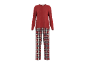 Damen-Pyjama mit rotem Langarmshirt und karierter Hose