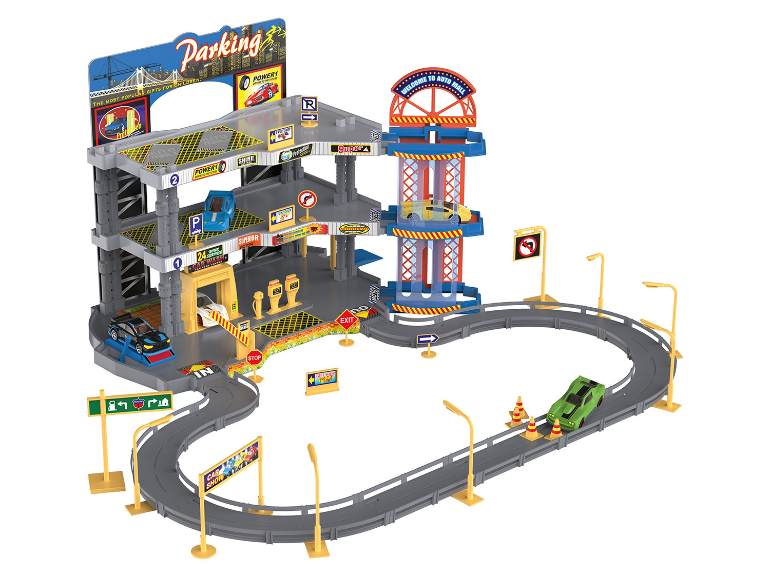 Playtive Racers City Parkhaus, mit 5 Zinkguss-Fahrzeug…