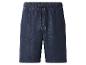 Dunkelblaue Jeans-Shorts mit elastischem Bund und Kordelzug.