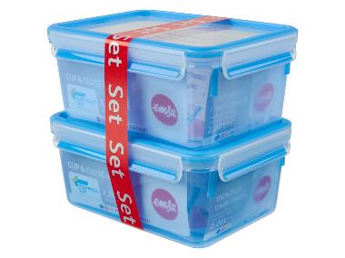 emsa - CLIP & CLOSE Essential Frischhaltedosen 2er-Set, 2,2 l