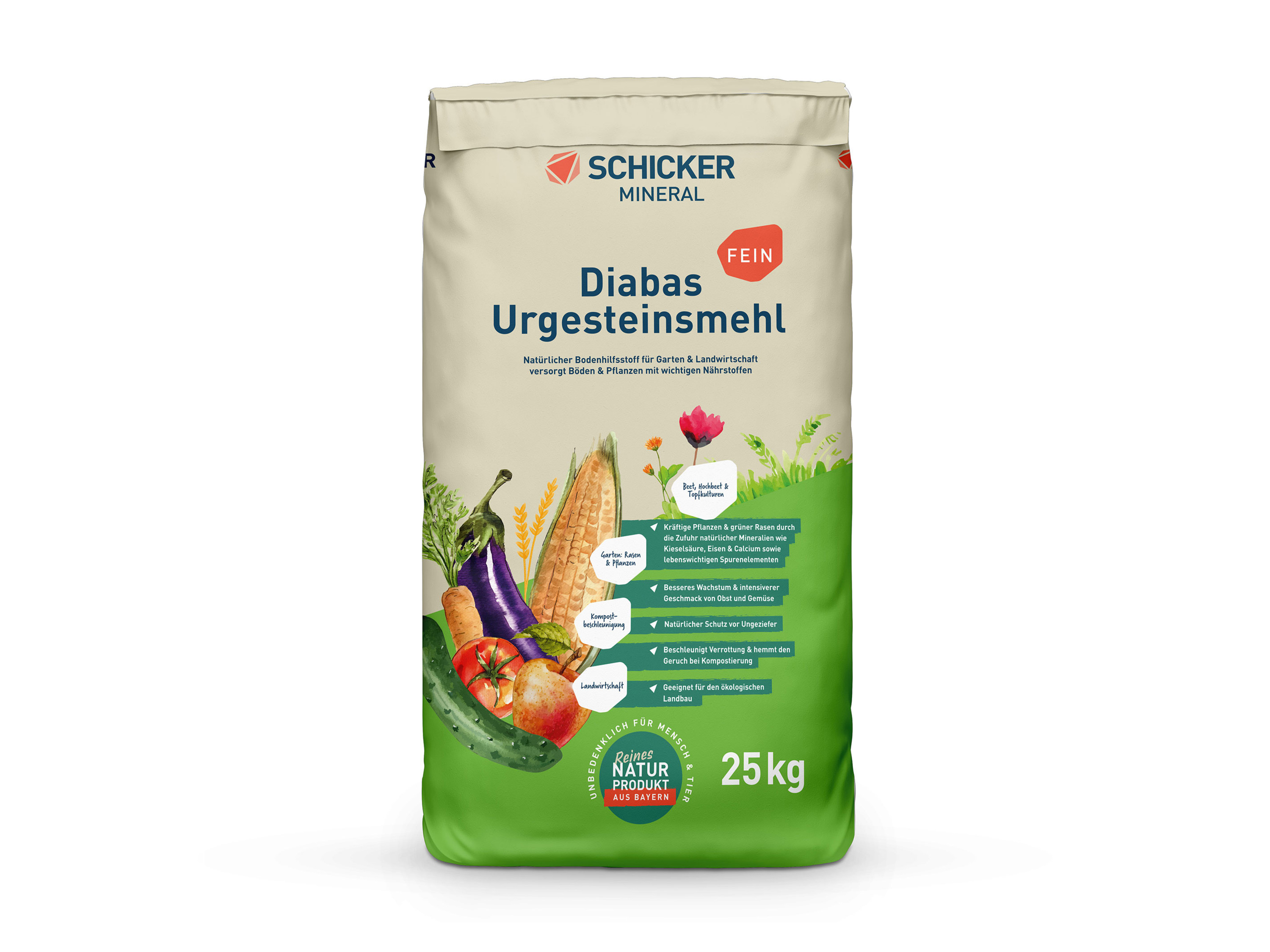 SCHICKER MINERAL Diabas Urgesteinsmehl fein (25 kg)