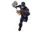 Captain America rennt mit Mjolnir, dargestellt in einer Action-Pose.