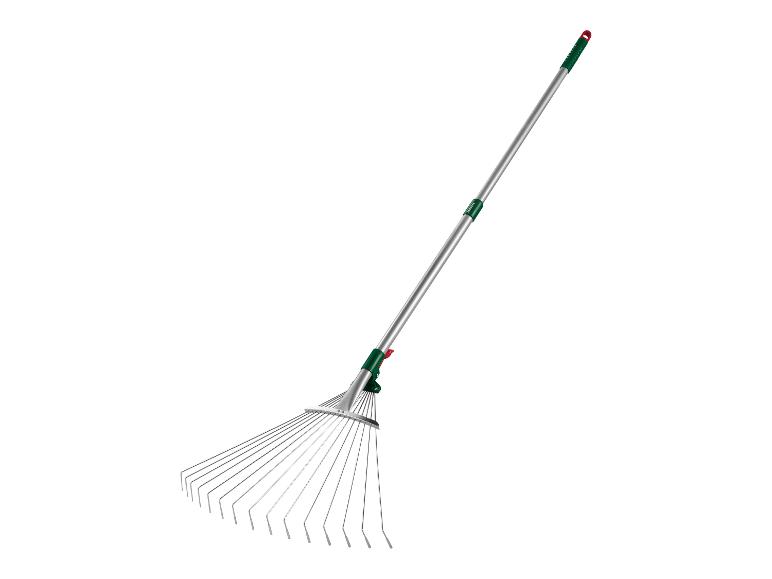 Gartenrechen mit langem Stiel.