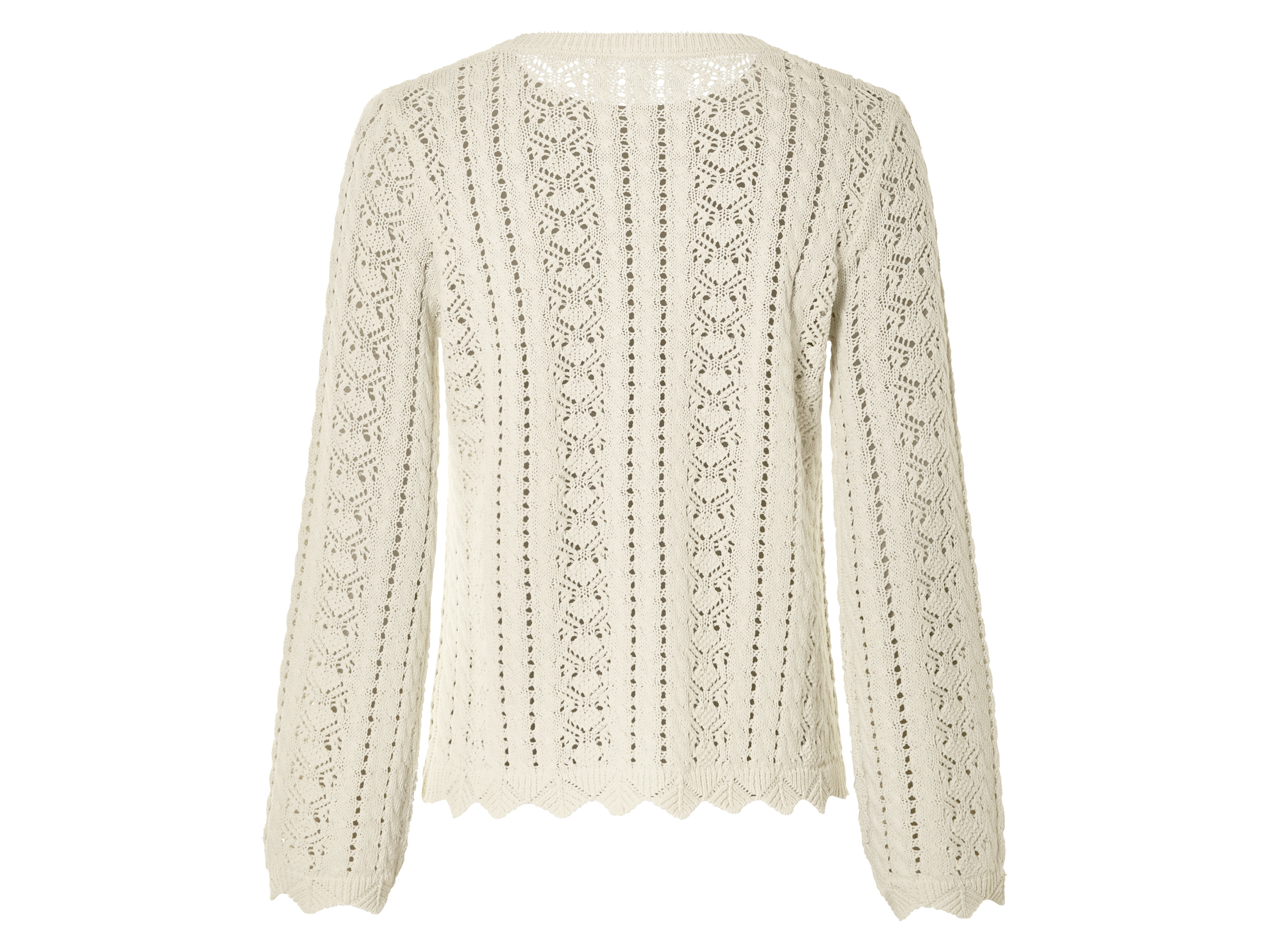 Thumbnail - esmara® Damen Lochstrickpullover, leger geschnitten, mit Baumwolle (Weiß, M(40/42))