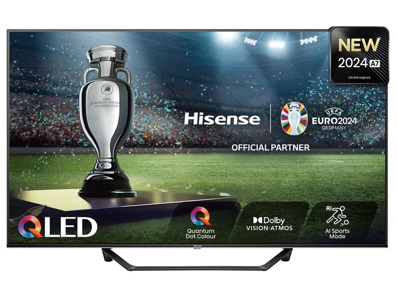 Hisense QLED Fernseher mit UEFA Euro 2024 Thema.