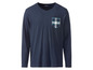 Dunkelblaues Langarmshirt mit karierter Brusttasche von Livergy.