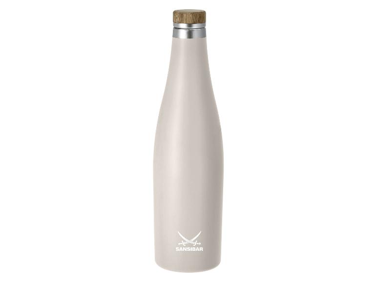 Beige Sansibar Wasserflasche mit Holzverschluss