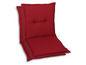 Ein roter Kissen-Set für Gartenstühle.