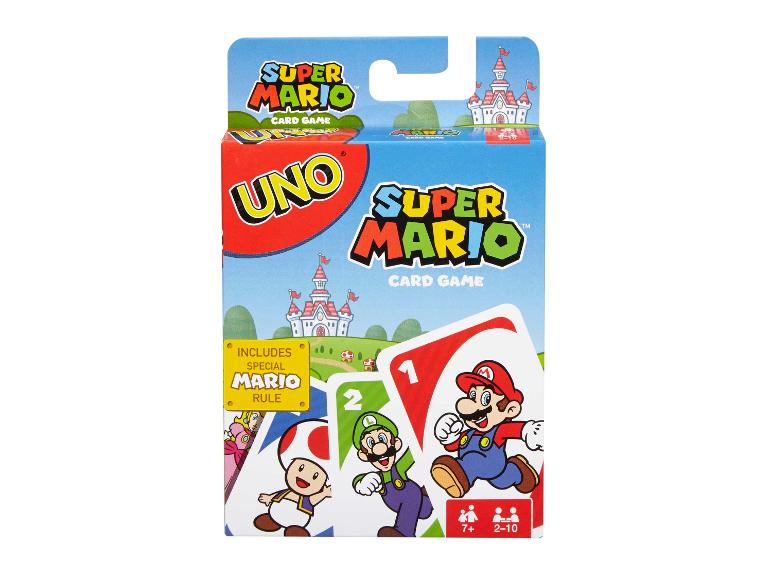 Super Mario Themen-Kartenspiel mit Charakteren wie Mario, Luigi, Toad und Prinzessin Peach.