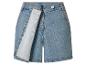 Hellblaue Jeans-Shorts mit Reißverschluss und Knopf.