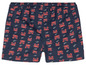 Blaue Badehose mit roten Krabbenmuster