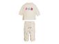 Kinder-Set: beiges Sweatshirt mit Blumenapplikationen und Hose mit Blumenmuster